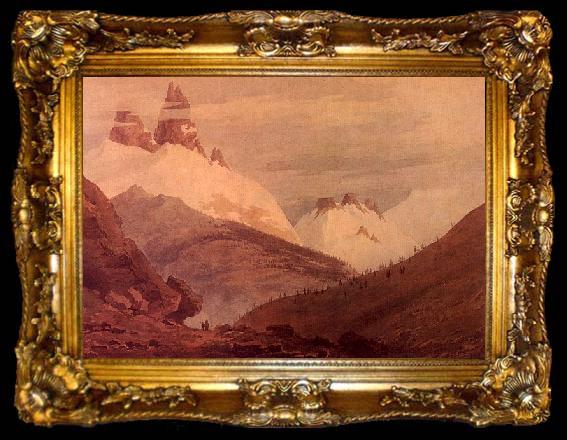 framed  John Robert Cozens Between Chamonix and Martigny, ta009-2